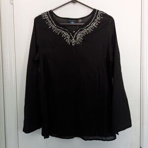 NWT New Additions black beaded tunic shirt blouse maternity size S